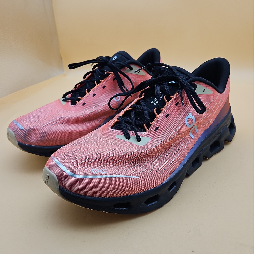 On Cloud Running Shoes Men's Size 12.5 Orange Black Helion Cloudtec Cloudspark - Picture 3 of 11